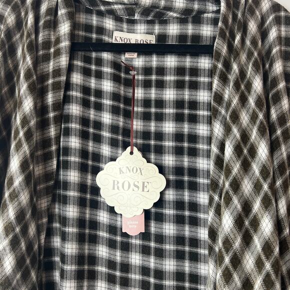 Knox Rose Women's Black Plaid Open Layered Light Jacket - Size XS - NWT - Picture 3 of 9
